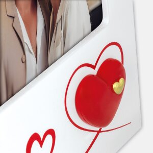 ZEP Roberta wit houten fotolijst 10x15 cm met harten en standaard