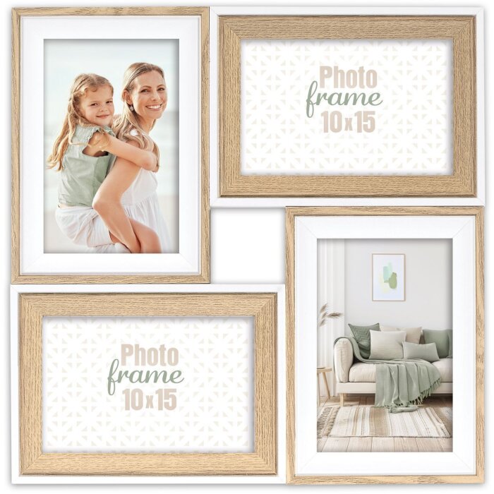 ZEP Galerierahmen Budapest – houten wandkast voor 4 foto’s 10x15 cm, 31x31 cm