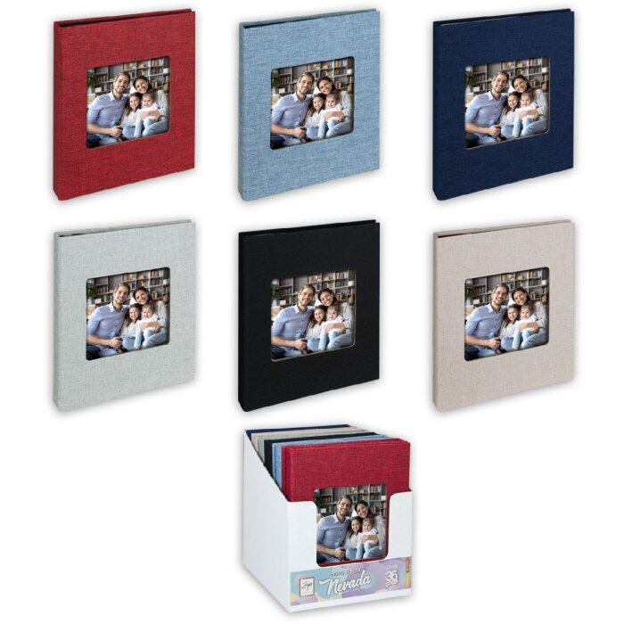ZEP Nevada Premium Fotoalbum 36 foto’s 13x19 cm met linnenband in rood, blauw, zwart, grijs, beige of lichtblauw