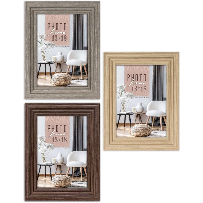 ZEP Holzrahmen Munich – Houten fotolijst grijs bruin natuur 10x15 tot 20x30 cm met opstelhouder