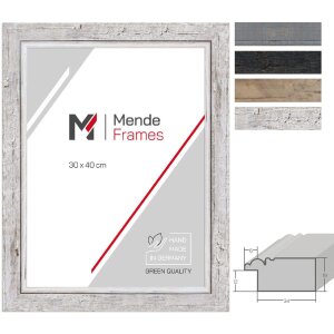 MendeFrames H660 Shabby-Chic fotolijst massief hout grijs natuurlijk zwart wit