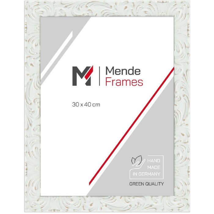 MendeFrames Barokke fotolijst 60x80 cm wit met klarglas