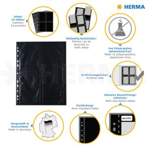 Fotophan-Sight Sleeves 9x13cm hoog zwart 10 sleeves