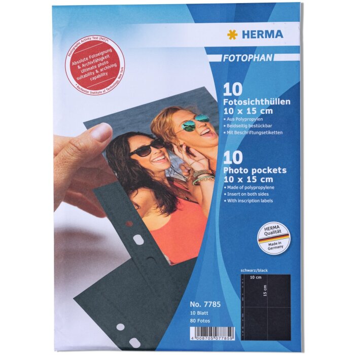 Fotophan-Sight Sleeves 10x15cm portret zwart 10 sleeves