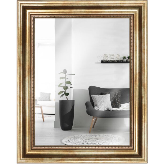 MendeFrames wandspiegel 50x50 cm antiek goud met massief houten lijst