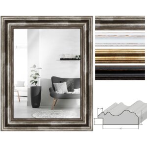 MendeFrames Wandspiegel H550 Antik – Elegante wandspiegel van massief hout in zilver, goud, zwart en wit