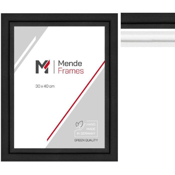 MendeFrames H540 Modern – Elegante massief houten fotolijst wit/zwart 20x20-70x100 cm