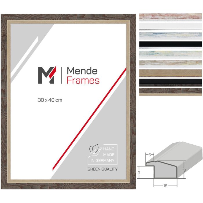MendeFrames H490 Moderne fotolijst – pastelblauw, taupe, zwart, wit, eik, esdoorn – met passepartout-effect en glasopties