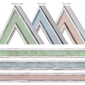 MendeFrames Wandspiegel H460 – Vintage met pastelkleuren in blauw, goud, zilver, groen, roze en lichtgroen, massief hout, 10x10 tot 50x70 cm