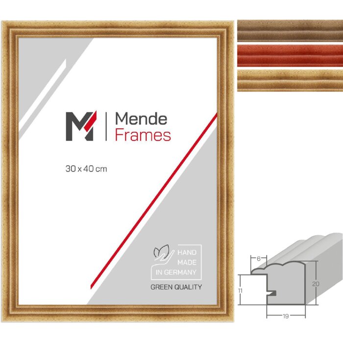 MendeFrames H410 Landhuisstijl Fotolijst Massief Hout in Beuk, Eik, Kirschboom – Antireflexglas, Museumglas, Verschillende Afmetingen 7x10-60x80 cm