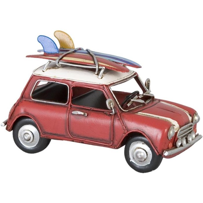 Modelauto 1960 Mini Cooper in rood 15x9x7 cm