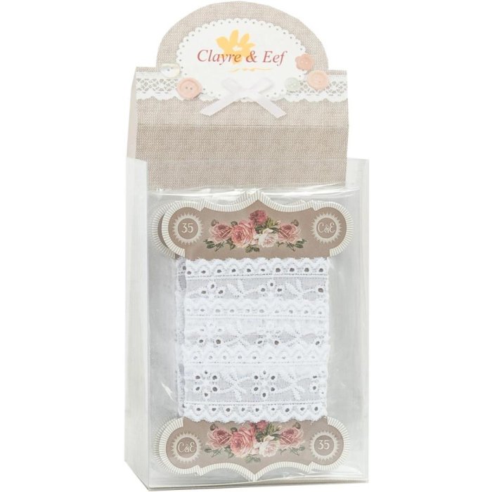 Kanten lint wit 45 cm