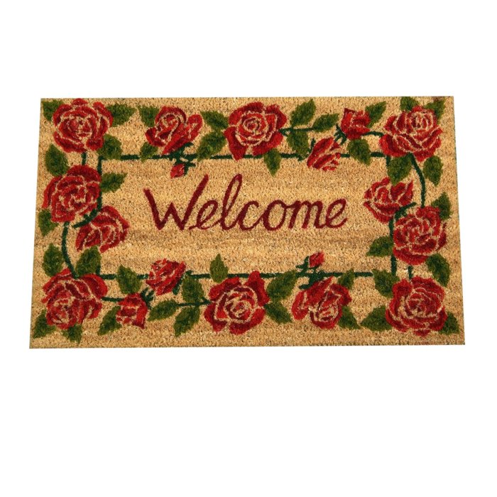 Welkom Deurmat met Roos Decor 75x45 cm