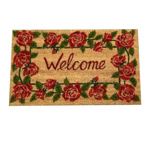 Welkom Deurmat met Roos Decor 75x45 cm