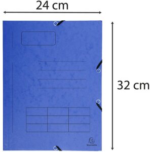 Ordner met elastiek, 3 kleppen en organisatiedruk gemaakt van 355g Manilla karton, voor din a4 formaat Assortiment kleuren
