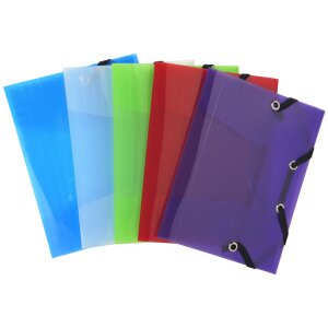 Map met 3 kleppen en elastiek in pp Crystal Color,...