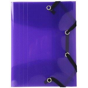 Map met 3 kleppen en elastiek in pp Crystal Color, 12x16cm geassorteerde kleuren