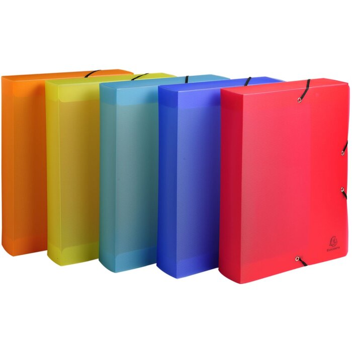 Archiefdoos met drukknoop gemaakt van PP 800µ rug 60mm Linicolor DIN A4 geassorteerde kleuren