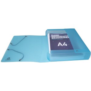 Archiefdoos met drukknoop gemaakt van PP 800µ rug 60mm Linicolor DIN A4 geassorteerde kleuren
