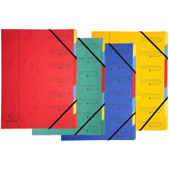Organiser van Manilla karton 400g geniet met 7 compartimenten en elastiek, voor din a4 formaat assorti kleuren