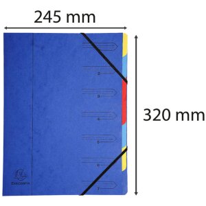 Organiser van Manilla karton 400g geniet met 7 compartimenten en elastiek, voor din a4 formaat assorti kleuren