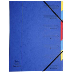 Organiser van Manilla karton 400g geniet met 7 compartimenten en elastiek, voor din a4 formaat assorti kleuren
