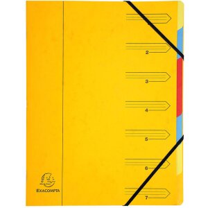 Organiser van Manilla karton 400g geniet met 7 compartimenten en elastiek, voor din a4 formaat assorti kleuren