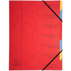 Organiser van Manilla karton 400g geniet met 7 compartimenten en elastiek, voor din a4 formaat assorti kleuren