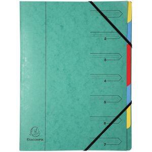 Organiser van Manilla karton 400g geniet met 7 compartimenten en elastiek, voor din a4 formaat assorti kleuren