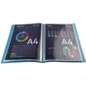 Kijkmap van sterk PP 800µ met 30 vakken Linicolor, voor formaat DIN A4 geassorteerde kleuren