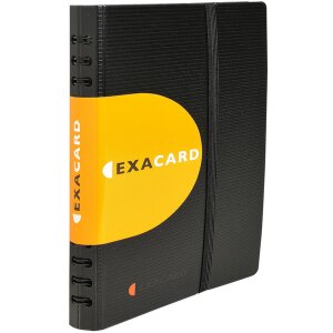 Visitekaartenboek Exacard met 20 verwijderbare hoesjes voor 120 kaarten Exactive, 20x14,5cm Zwart