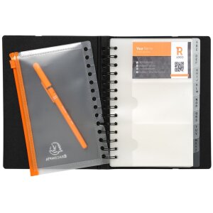 Visitekaartenboek Exacard met 20 verwijderbare hoesjes voor 120 kaarten Exactive, 20x14,5cm Zwart