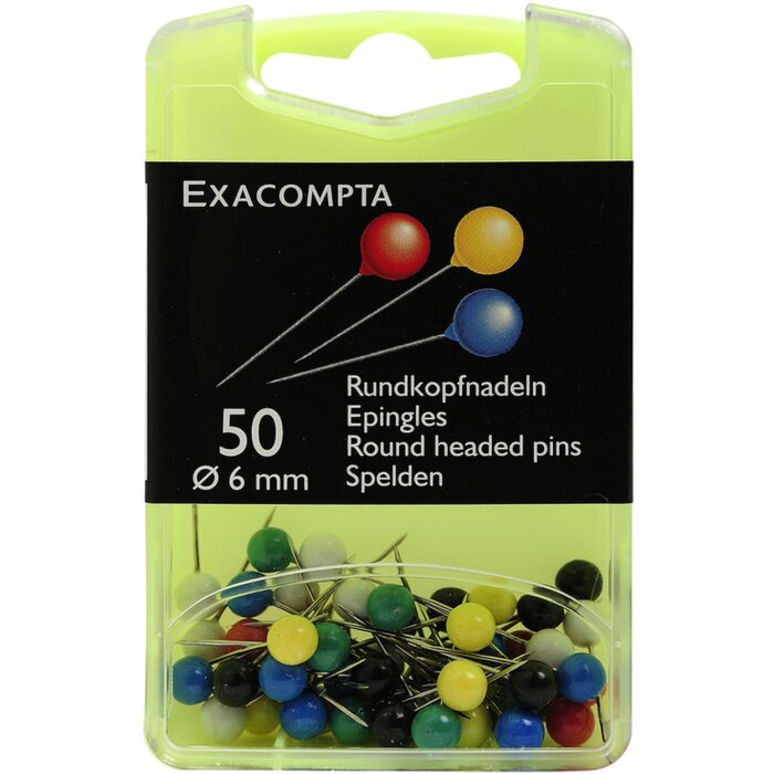 Rondkopnaalden blisterdoos 50 stuks geassorteerde kleuren