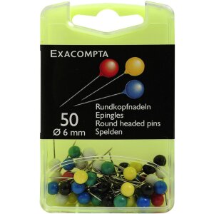 Rondkopnaalden blisterdoos 50 stuks geassorteerde kleuren