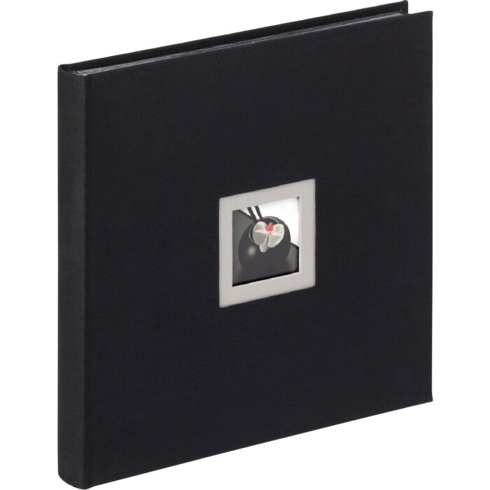 Walther Linnen fotoalbum zwart wit zwart 30x30 cm 50 zwarte paginas