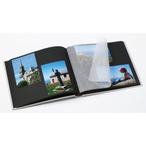 Walther Linnen fotoalbum zwart wit zwart 30x30 cm 50 zwarte paginas