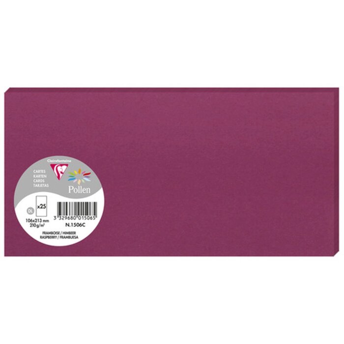 Pak 25 kaarten Pollen, dl 106x213mm, 210g framboos
