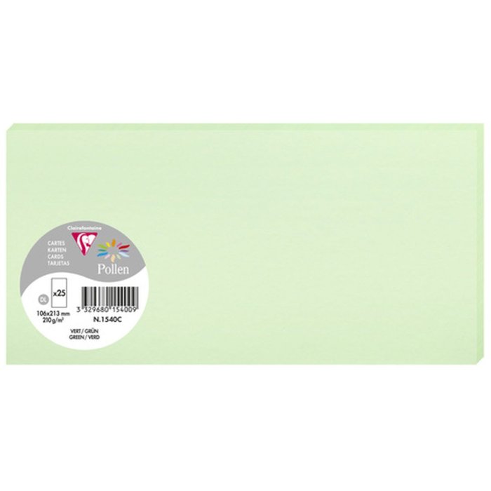 Pak 25 kaarten stuifmeel, dl 106x213mm, 210g groen