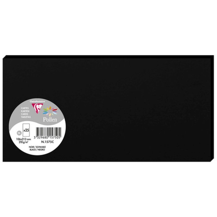Pak 25 kaarten Pollen, DL 106x213mm, 210g zwart