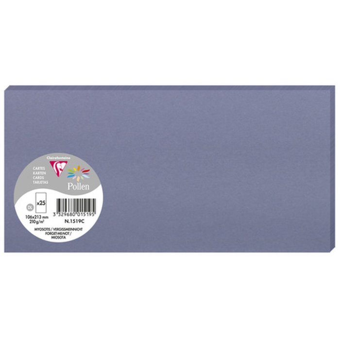 Pak 25 kaarten Pollen, DL 106x213mm, 210g vergeet-mij-niet blauw