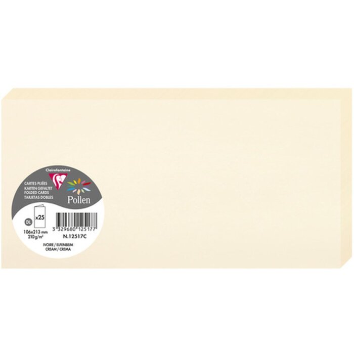 Set van 25 dubbele kaarten Pollen, dl 106x213mm, 210g - Ivoor