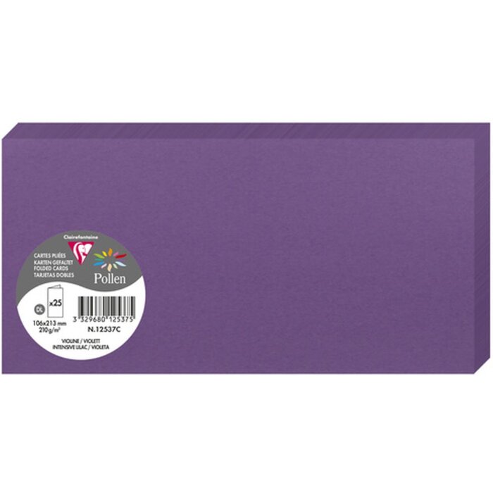 Pak van 25 Dubbele Kaarten Pollen, dl 106x213mm, 210g - Paars