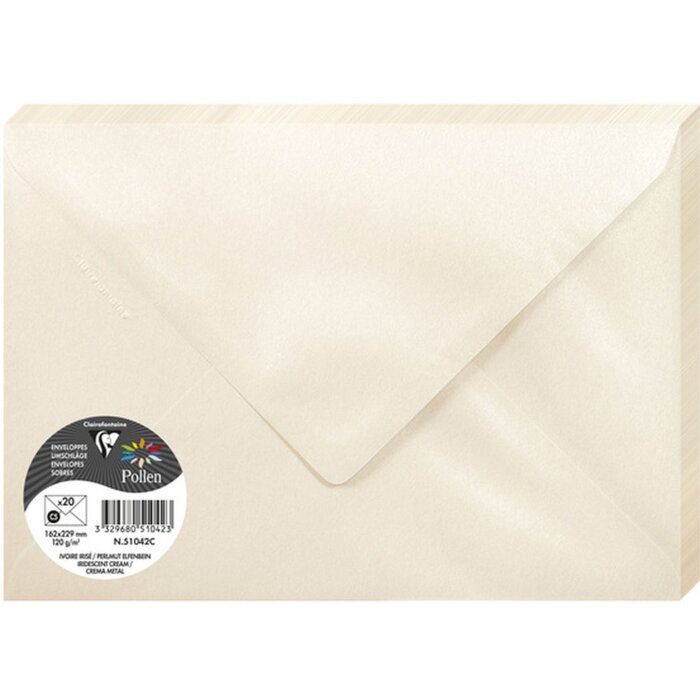 Envelop C5 Pollen 120g parelmoer ivoor 20 stuks verpakking