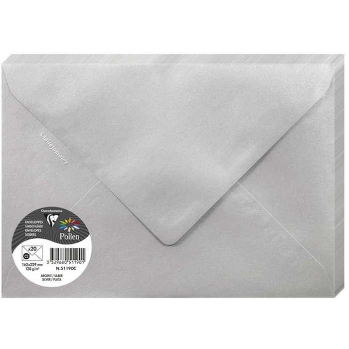Envelop c5 stuifmeel 120g zilver 20 stuks pak
