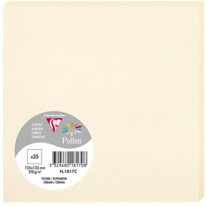 Pak 25 kaarten stuifmeel, 135x135mm, 210g ivoor