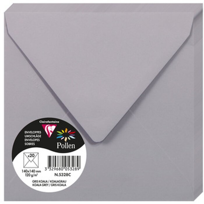 Enveloppen pollen koala grijs 140x140 mm - 5328c
