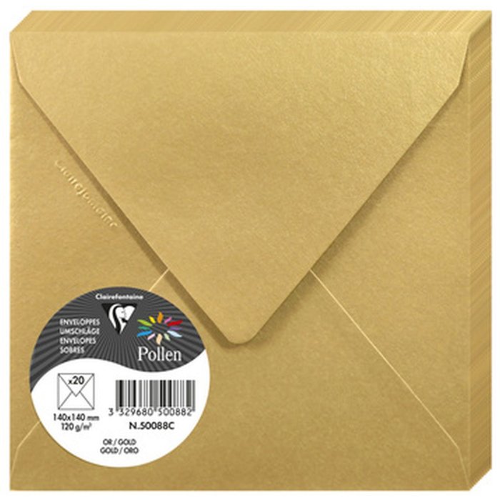 Envelop Pollen 20 stuks goud 140x140 mm 120g