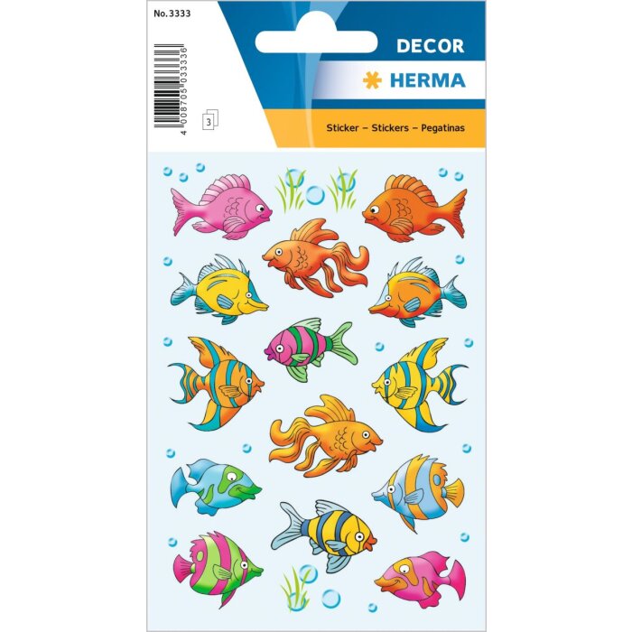 kleurrijke visstickers uit de DECOR-reeks