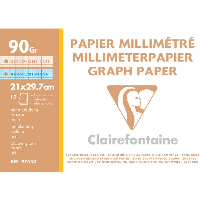 Milimeterpapier A4 geperforeerd wit 90g