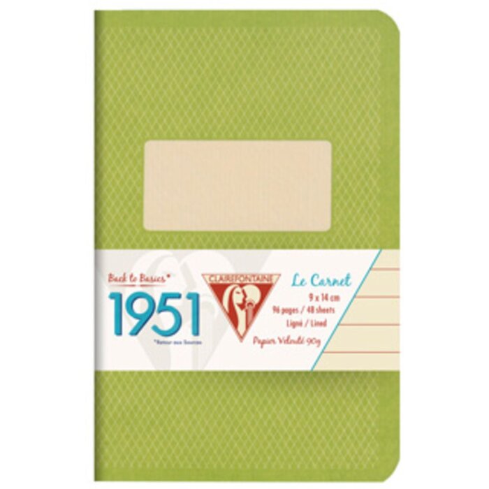 Notitieboekje Clairefontaine 1951, 9x14cm, 48 bladen, gelijnd Groen